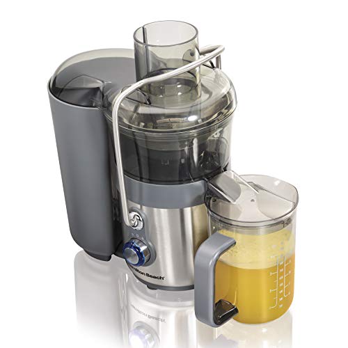 Hamilton Beach Premium Juicer Machine, Big Mouth 3' Feed Chute, Centrifugal, Easy Clean, 2-Speeds, BPA Free 40 oz Pitcher, 850W, Silver (67850)