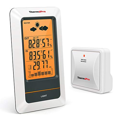 ThermoPro TP67A Waterproof Weather Station Wireless Indoor Outdoor Thermometer Digital Hygrometer Barometer with Cold-Resistant and Waterproof Temperature Monitor,330ft/100m Range