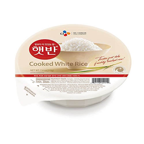 CJ Rice - Cooked White Hetbahn, Gluten-Free & Vegan, 7.4-oz (12 Count), Instant & Microwaveable