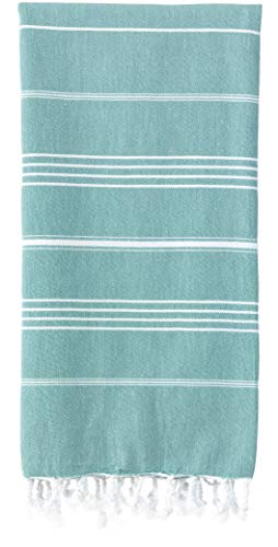 Wetcat Original Turkish Beach Towel (39 x 71) - Prewashed Beach Blanket, 100% Cotton - Highly Absorbent, Quick Dry and Ultra-Soft - Washer-Safe, No Shrinkage - Stylish, Eco-Friendly - [Teal]