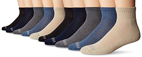 Fruit of the Loom Men's Value 10 Pack Ankle Crew Socks, Assorted Colors, Shoe Size: 6-12