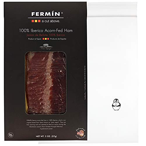 Fermin 100% Iberico Acorn-Fed Ham - Product of Spain - Slow Cured Ham - Gluten & Lactose Free - Comes with a Premium Penguin Quick Storage Pouch for Storage