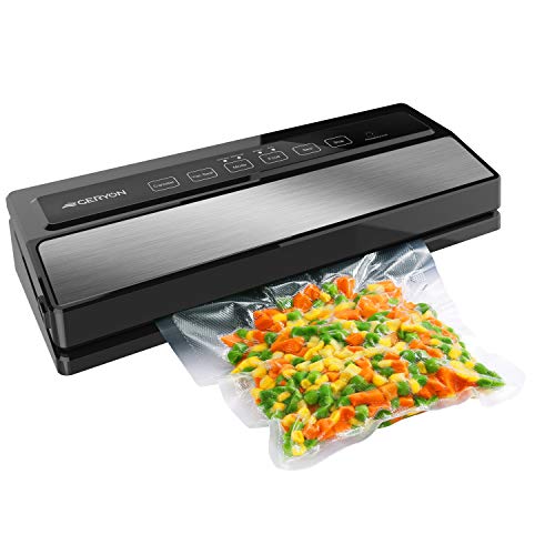 GERYON Vacuum Sealer Machine, Automatic Food Sealer for Food Savers w/Starter Kit|Led Indicator Lights|Easy to Clean|Dry & Moist Food Modes| Compact Design (Silver)