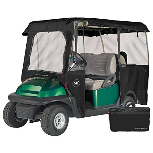 Greenline Drivable Golf Cart Enclosures by Eevelle, Heavy Duty 300D 4 Passenger Universal Fit, Black