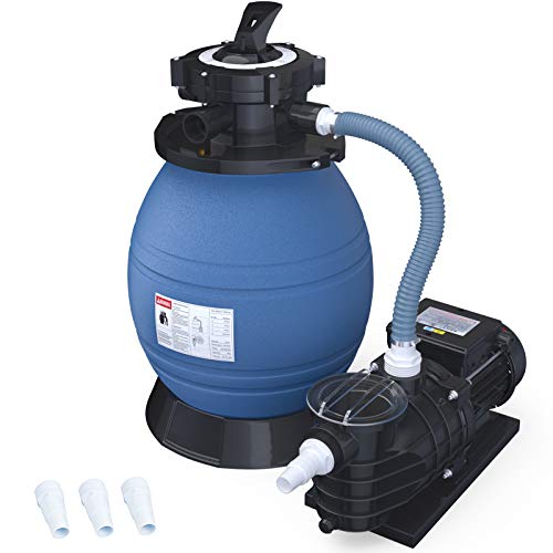 SUNCOO Pro Krystal Clear Sand Filter Pump 2450GPH 13 Inch Tank for 10000GAL Above Ground Pools Swimming Pool Pump w/Sand Filters System & Pressure Gauge
