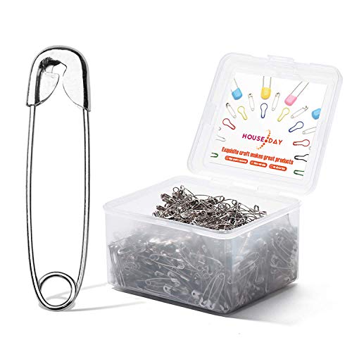 HOUSE DAY Silver Safety Pins Pack of 1000, 1.1 inch Safety Pins Bulk, for Home, Office Use, Sewing Pins, Fabric, Fashion, Craft Pins, Marathon, First Aid Kit, Diaper Pins