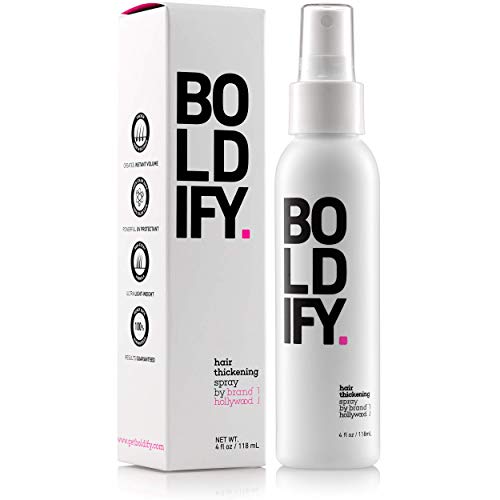 BOLDIFY Hair Thickening Spray - Get Thicker Hair in 60 Seconds - Stylist Recommended Hair Products for Women & Men - Hair Volumizer + Texture Spray Hair Thickener for Fine Hair - 4 oz