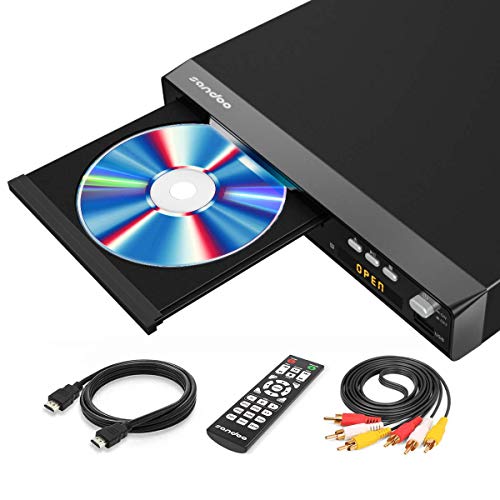 [Updated 2020 Version] Sandoo DVD Player, Region Free Disc for TV, Metal Shell, HDMI/AV Cable Included, HD 1080P, Support USB, Updated Remote, Built-in Signal System: PAL/NTSC/AUTO, MP2208…