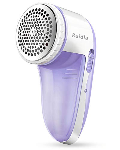 Ruidla Fabric Shaver Defuzzer, Electric Lint Remover, Rechargeable Sweater Shaver with Replaceable Stainless Steel 3-Blades, Dual Protection, Removable Bin, Easy Remove Fuzz, Lint, Pills, Bobbles