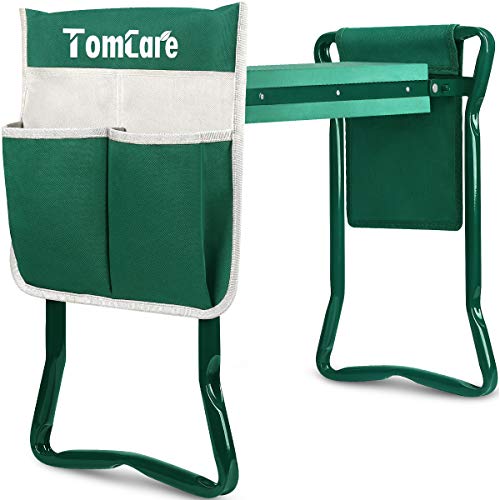 TomCare Garden Kneeler Seat Garden Bench Garden Stools Foldable Stool with Tool Bag Pouch EVA Foam Pad Outdoor Portable Kneeler for Gardening(Large-21.65' x 10.62' x 18.89',Green)