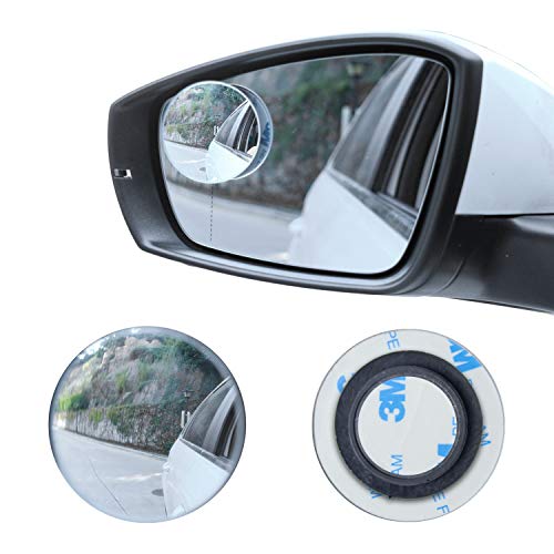 LivTee Blind Spot Mirror, 2' Round HD Glass Frameless Convex Rear View Mirror with wide angle Adjustable Stick for Cars SUV and Trucks, Pack of 2