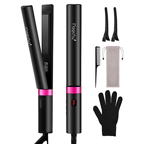 Steam Flat Iron Hair Straightener, Magicfly Professional Ceramic Tourmaline Flat Curling Iron with Vapor Heat up Fast for straightening & Curling Hair