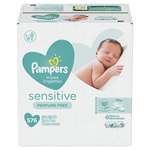 Pampers Baby Wipes Sensitive Perfume Free 8X Refill Packs (Tub Not Included) 576 Count