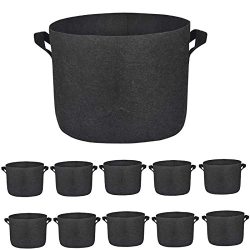 Morinome Premium Grow Bags, Indoor & Outdoor Heavy Duty Nonwoven Fabric Plants Pots Grow Containers with Handles for Vegetables and Fruits, 10 Pack (10 Gallon)