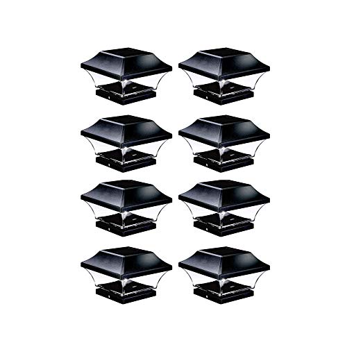 NOMA Solar Post Lights | Waterproof Outdoor Cap Lights for 4 x 4 Wooden, Deck, Patio, Garden, Decor or Fence | Warm White LED Lights, 8-Pack (Black)