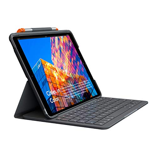 Logitech iPad (7th and 8th Generation) Keyboard Case | Slim Folio with Integrated Wireless Keyboard (Graphite)