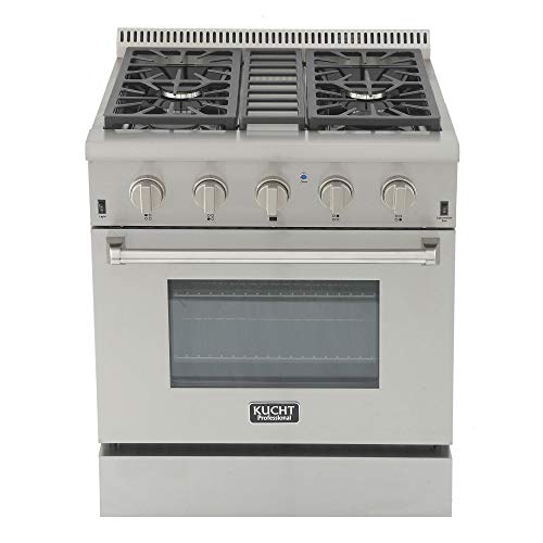 Kucht KRG3080U/LP-S Professional 30' 4.2 cu. ft. Propane Gas Range with Sealed Burners and Convection Oven, Stainless-Steel, 30 inches, Classic Silver