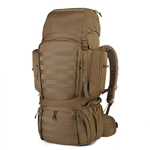 Mardingtop 60L Internal Frame Backpack Tactical Military Molle Rucksack for Camping Hiking Traveling with Rain Cover, YKK Zipper YKK Buckle Khaki-6226
