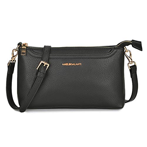 Crossbody Bags for Women, Lightweight Purses and Handbags PU Leather Small Shoulder Bag Satchel with Adjustable Strap (Black)