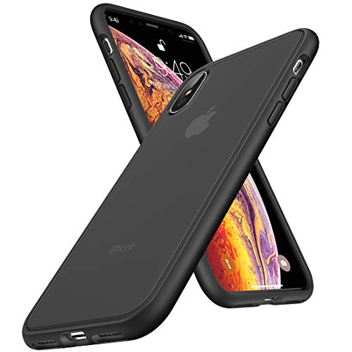 Humixx Shockproof Series iPhone Xs Case/iPhone X Case, [Military Grade Drop Tested] [Upgrading Materials] Translucent Matte Case with Soft Edges, Shockproof and Anti-Drop Protection Case-Black