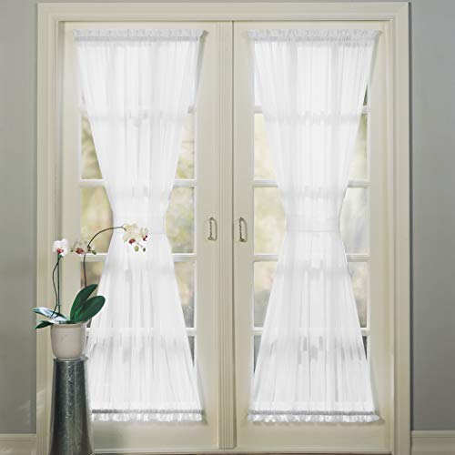 No. 918 Emily Sheer Voile Single Curtain Door Panel, 59' x 72', White