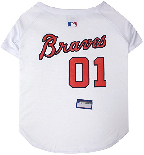 Pets First MLB Atlanta Braves Dog Jersey, Small. - Pro Team Color Baseball Outfit