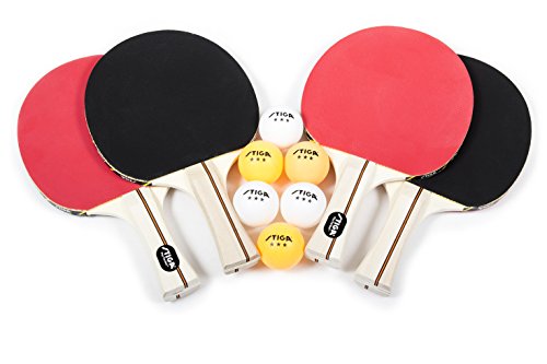 STIGA Performance 4-Player Table Tennis Racket Set with Inverted Rubber for Increased Ball Control and Added Spin
