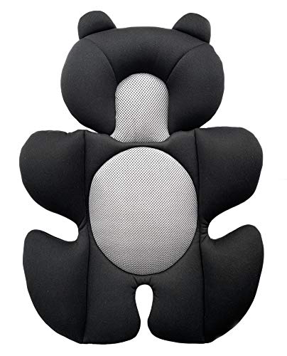G Ganen Infant Baby Cozycushion Sleeping Cushion Head and Body Support Cushion Stroller and Seat Comfort Cushion 3D Mesh Breathable Liner (Black Bear)