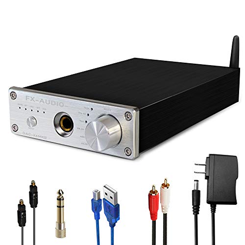 FX AUDIO DAC and Headphone Amplifier DAC-X6MKII 192kHz Bluetooth DAC with Headphone Amp Optical/Coaxial/PC-USB/Bluetooth to RCA & 6.35MM Headset Digital to Analog Audio Converter (Silver)