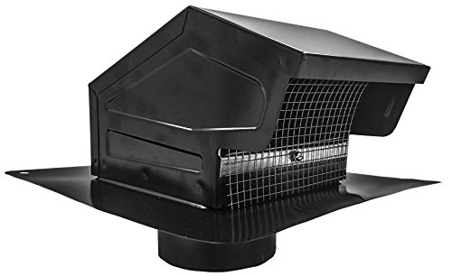Builder's Best 084635 Galvanized Steel Roof Vent Cap with Removable Screen & Damper, 4' Diameter Collar, Black
