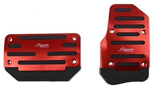 SureMart Universal Car Vehicle Sports Accelerator Brake No Drill Non-Slip Performance Car Rest Pedal Brake and Gas Pedal Covers Accessories Replacement Pedal Aluminum Alloy Pedals Set at red 2Pcs