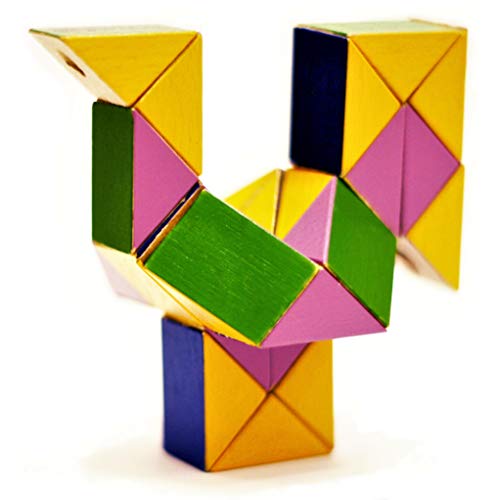 Twisty Shape, The Classic Toy Puzzle in a Multicolored Wood Edition. Kids Spend Hours Developing Problem-Solving Skills, with 1000s of Shapes Possible. 100% Plastic-Free!
