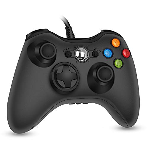 RegeMoudal 360 PC Game Wired Controller for Microsoft Xbox 360 and Windows PC (Windows 10/8.1/8/7) with Dual Vibration and Ergonomic Wired Game Controller (Black 1)