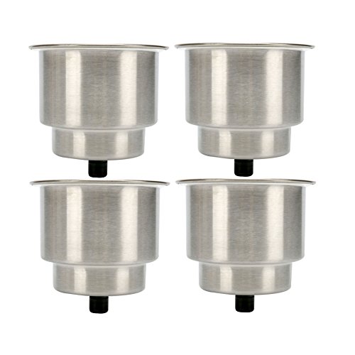 SeaLux 4pcs Stainless Steel Cup Drink Holder with Drain for Marine Boat RV Camper