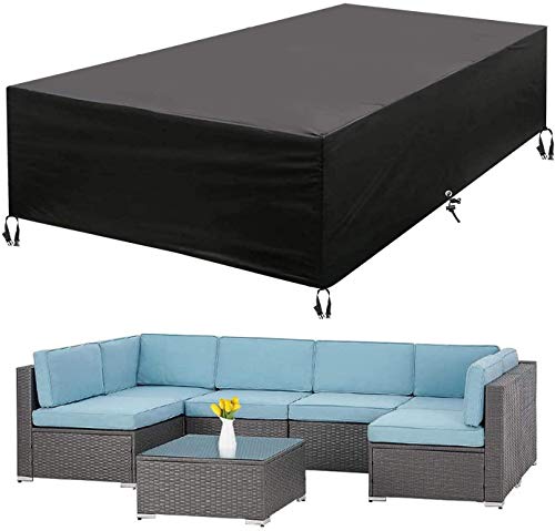 Patio Furniture Covers,124 Inch Waterproof Anti-UV Dust-Proof Extra Large Outdoor Furniture Covers Fit for 8-10 Seats Rectangular Patio Heavy Duty Table