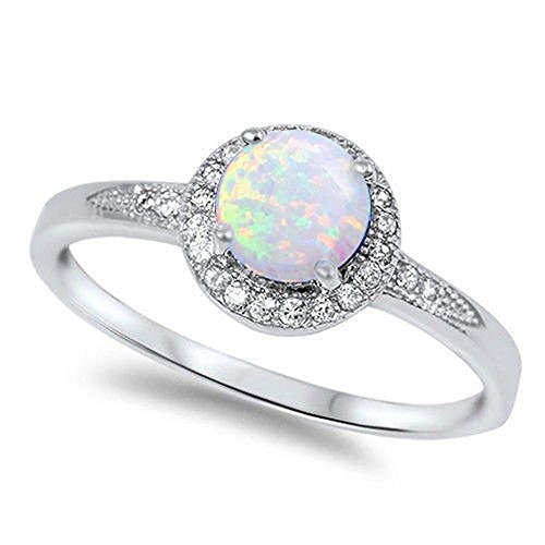 White Opal & Cz .925 Sterling Silver Ring size 11