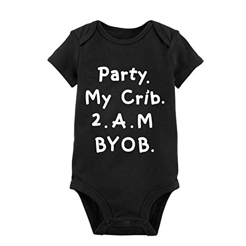 Funny Baby Bodysuit Cute Infant Boy Girl Clothes Super Soft Cotton Suit Humor Comfy One-Piece Newborn Gift (Black, 0-3 months)