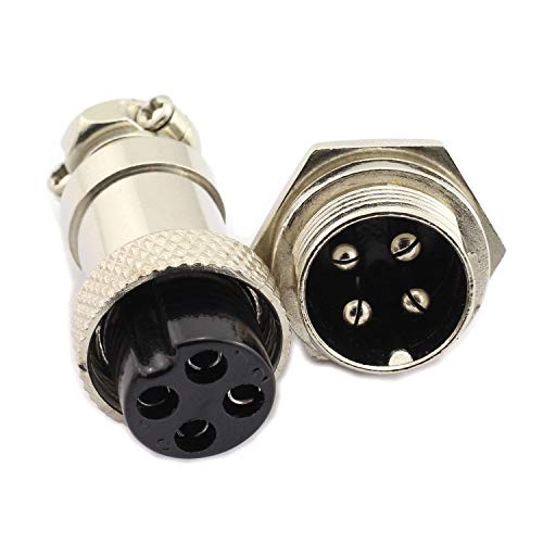 DGZZI 5Pairs GX16 4Pin Male Female Circular Aviation Connector Plug 16MM Wire Panel Metal Connector