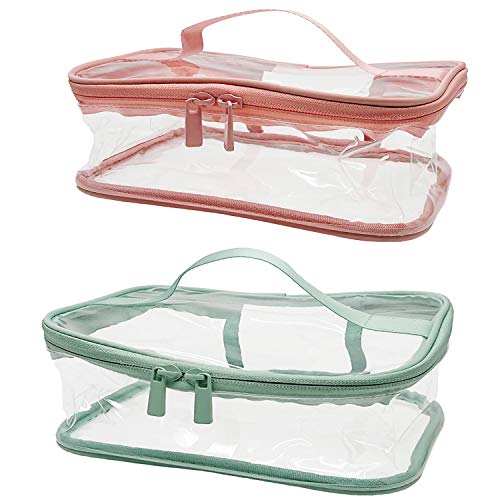 WANBAO 2 Pcs Clear Makeup Bag Zipper Waterproof Portable Travel Storage Pouch.