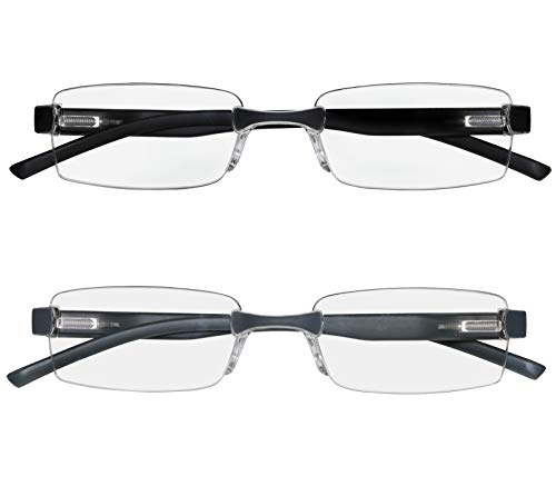 Reading Glasses Set of 2 Rimless Ultra Lightweight Comfort Glasses for Reading for Men and Women +1.25