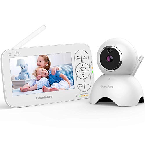 GOODBABY Real 720P 5' HD Display Video Baby Monitor with Camera and Audio, Remote Pan&Tilt&Zoom, Two-Way Talk,Temperature Monitor, Night Vision, Lullaby Player, 960ft Range
