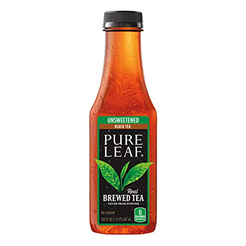 Pure Leaf Iced Tea, Unsweetened Black Tea, 18.5oz Bottles (12 Pack)