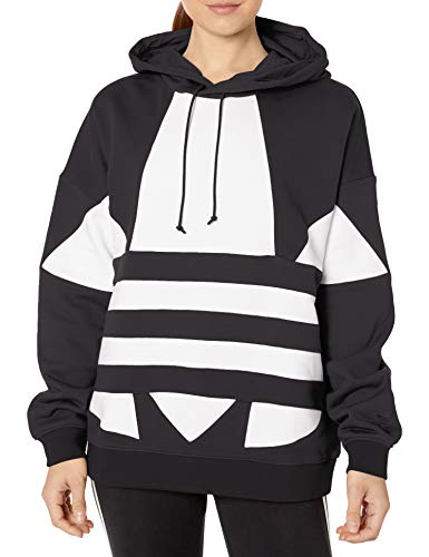 adidas Originals Women's Large Logo Hoodie Sweatshirt, Black/White, L