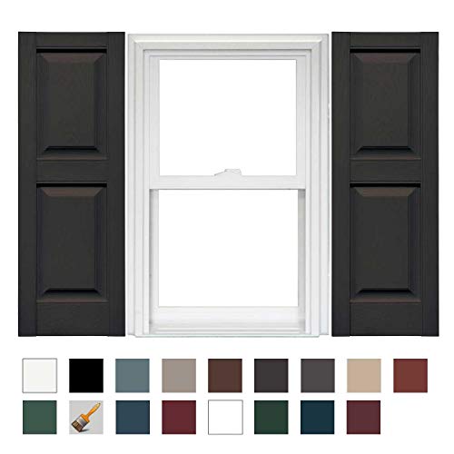 Mid-America Williamsburg Raised Panel Vinyl Standard Shutter - 1 Pair - 14.75 x 47 010 Musket Brown