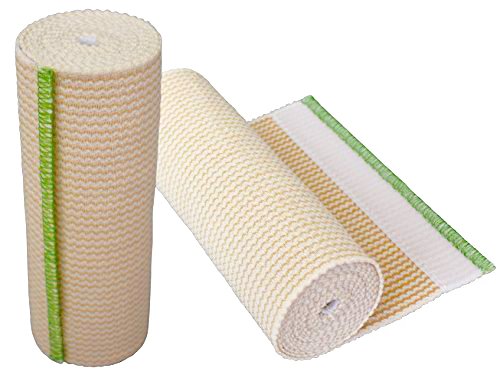 GT USA Organic Cotton Elastic Bandage Wrap (6' Wide, 2 Pack) | Hook & Loop Fasteners at Both Ends | Latex Free | Hypoallergenic Compression Roll for Sprains & Injuries