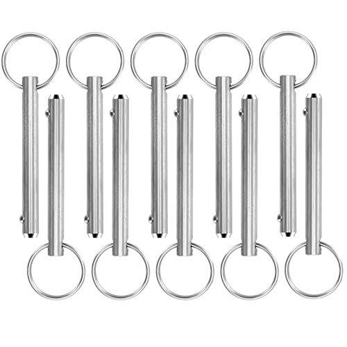 YOPAY 10 Pack Quick Release Pin, Stainless Steel Silver Bimini Top Pin, Diameter 5/16'(8mm), Total Length 3', Effective Length 2-1/4'(57mm), Marine Hardware