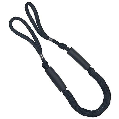 HOOSENG Anchor Bungee Dock Line, 5 Foot Heavy Duty Nylon Marine Mooring Rope Boat Bungee Dock Line Anchor Rope Anchoring Docking for Camping Hiking Accessories (Black)(1 Pcs)