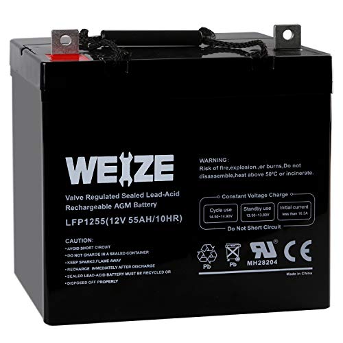 Weize 12V 55AH Deep Cycle Battery UB12550 for Power Scooter Wheelchair Mobility Emergency UPS System Trolling Motor