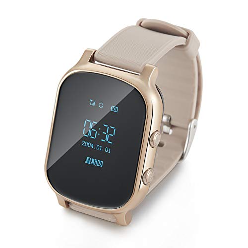 TKSTAR GPS Tracker Smart Watch for Kids Senior,Phone Watch,with Dual Way Call, Real Time Locating SOS Anti-Lost Remote Monitor Watches Support Android iOS T58  (Gold)