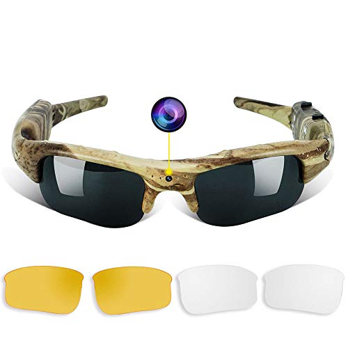 WISEUP 16GB 1280x720P HD Camo Sunglasses Hidden Camera Hunting Glasses Video Recorder Mini DV Camcorder Support Photo Taking